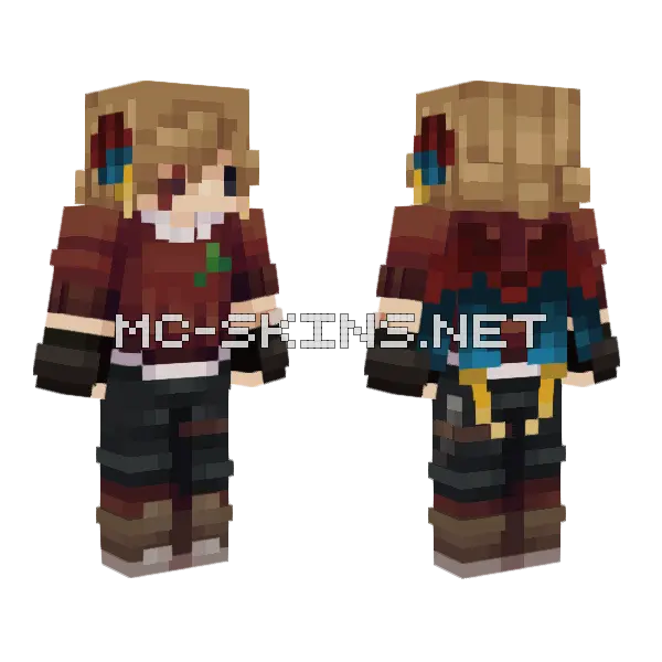 Red School Uniform Minecraft skin, front and back