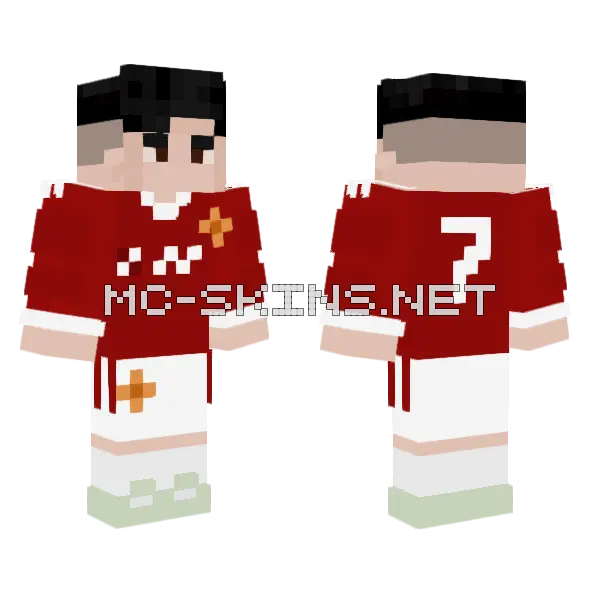 Red Soccer Jersey Player Minecraft skin, front and back