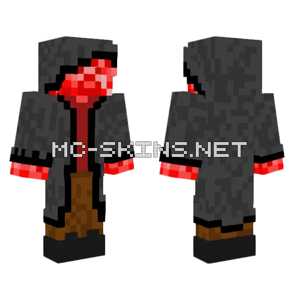 Red Steve Thief Minecraft skin, front and back