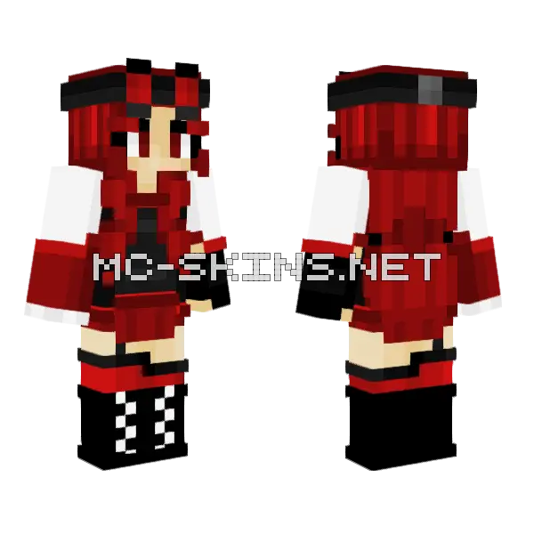 Red Stone Engineer Girl Minecraft skin, front and back
