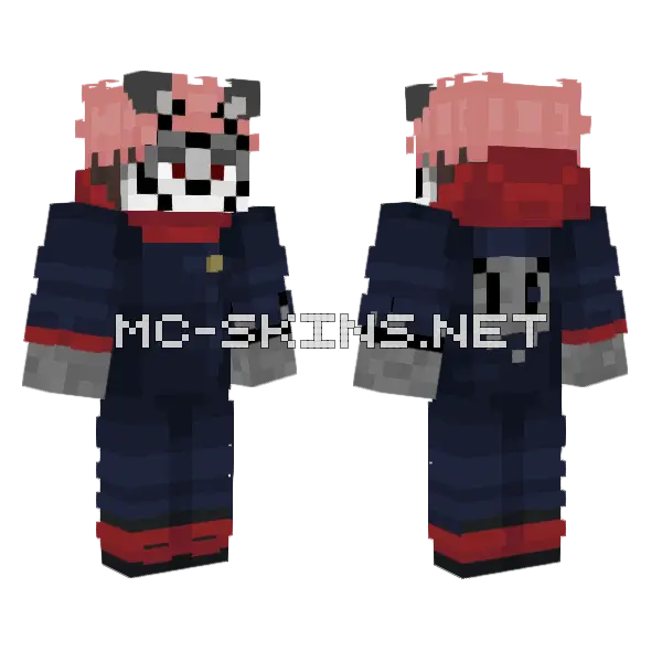 Red Sukuna Shibuya Minecraft skin, front and back