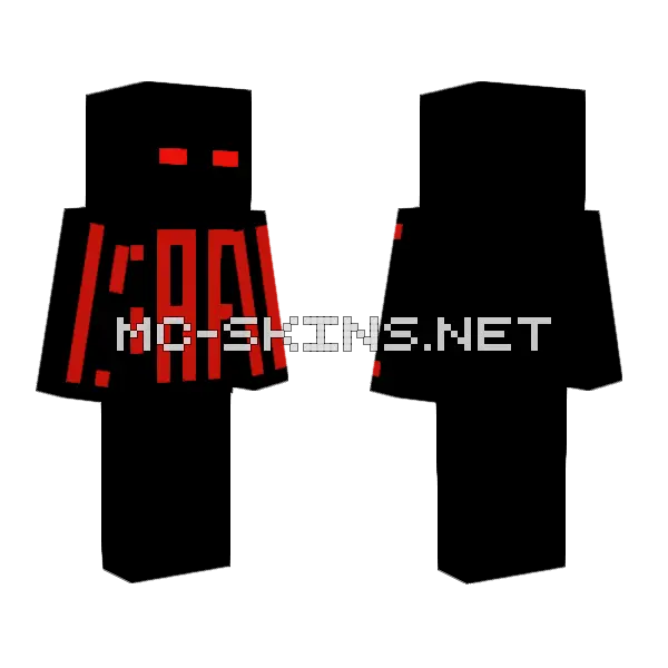 Red Text Monster Minecraft skin, front and back