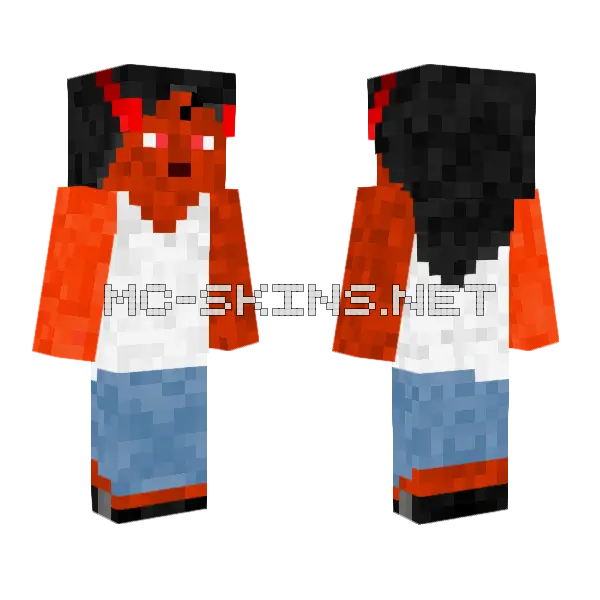 Red Tiefling With Horns, front and back