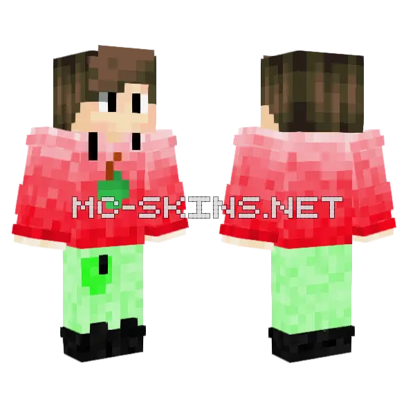 Red To White Apple Hoodie Minecraft skin, front and back