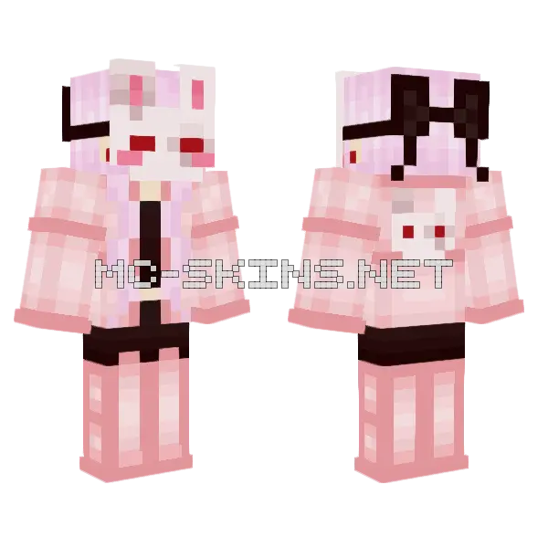 Red Toned Bunny Mask Minecraft skin, front and back
