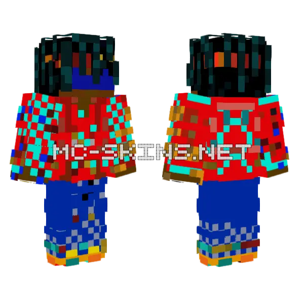 Red Tribal Warrior, front and back