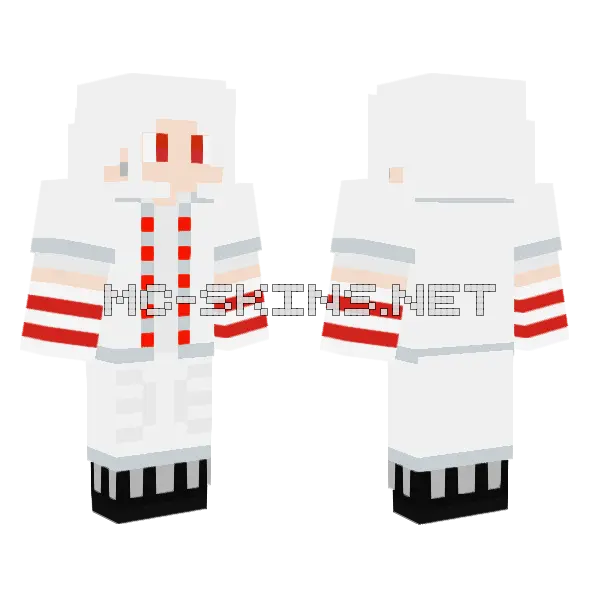 Red Trimmed White Outfit, front and back