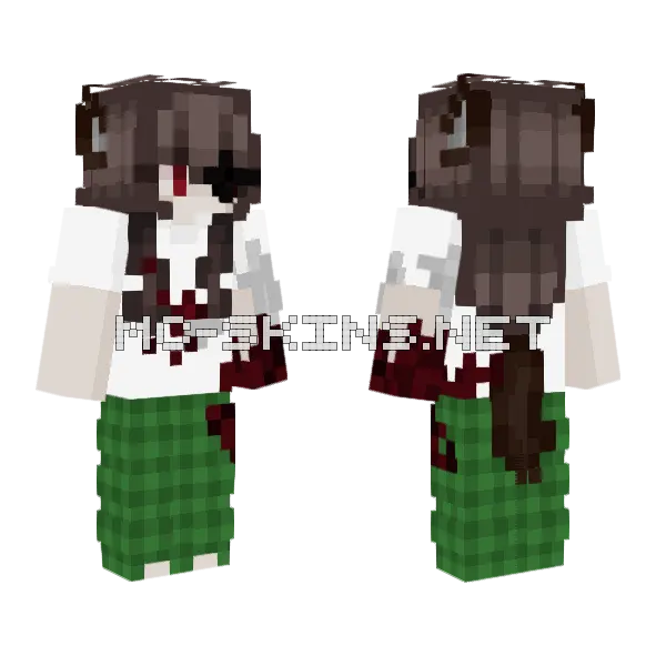 Red Warden Hybrid Wolf Female Minecraft skin, front and back