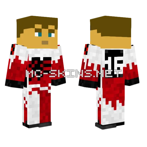 Red White Black Outfit Minecraft skin, front and back