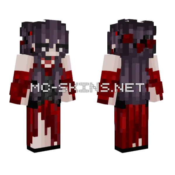 Red Witch Outfit Minecraft skin, front and back