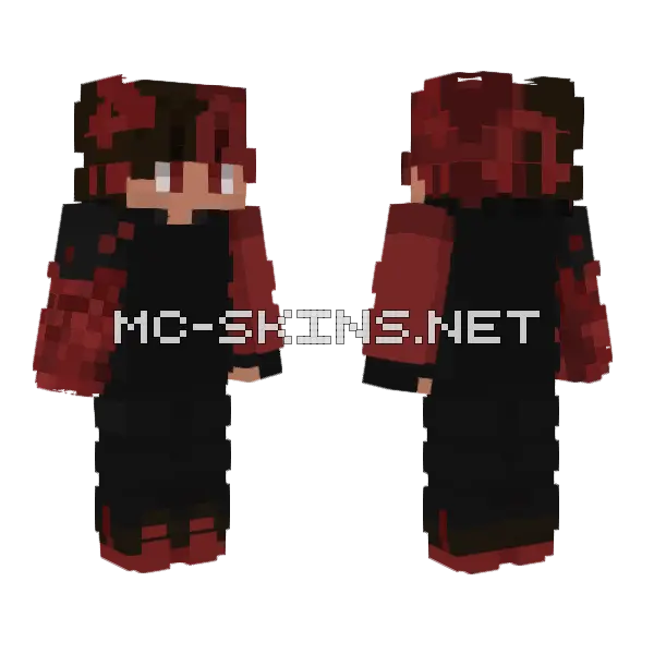 Redsflame Bloody Outfit Minecraft skin, front and back