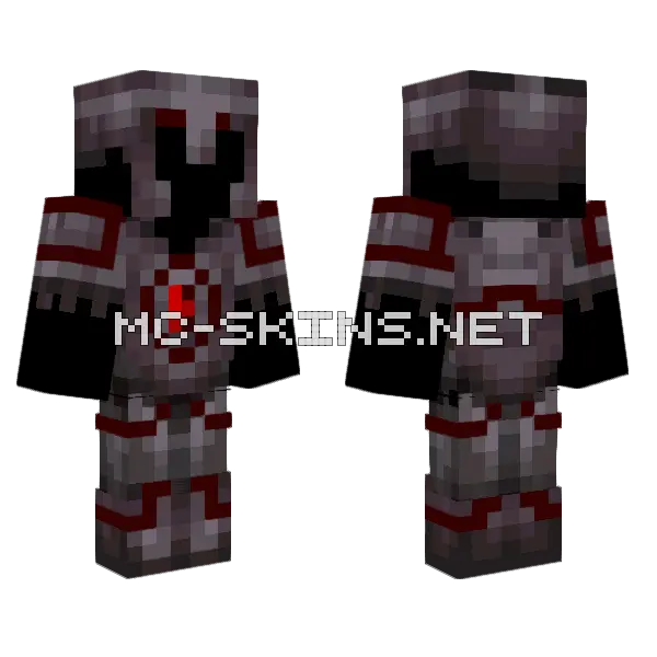 Redstone Eye Trim Netherite Full Black Minecraft skin, front and back