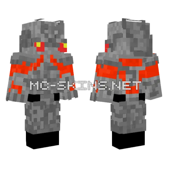Redstone Golem Minecraft skin, front and back