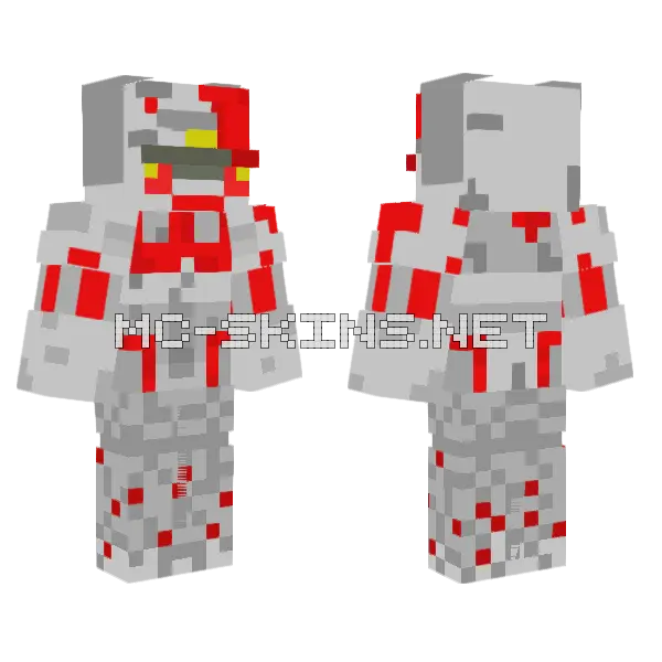 Redstone Monstrosity Minecraft skin, front and back