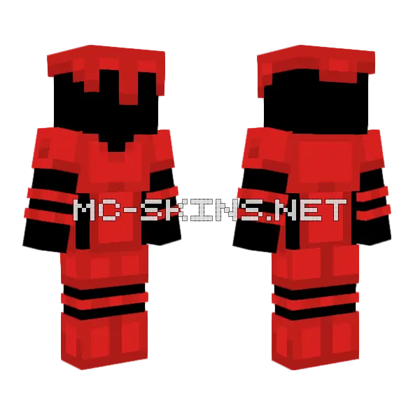 Redstone Warrior Baseplate Minecraft skin, front and back
