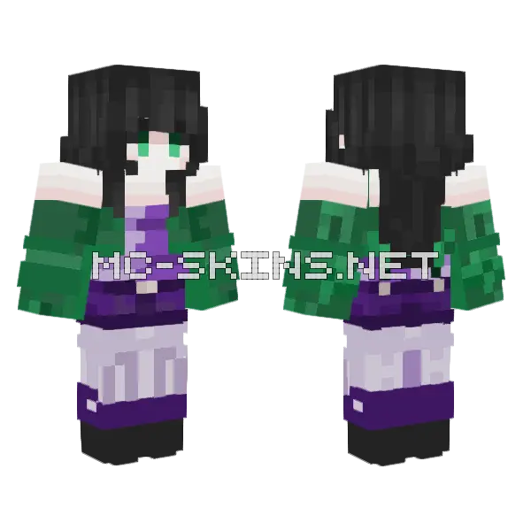 Reinadrop Green And Purple Remake 3 Minecraft skin, front and back
