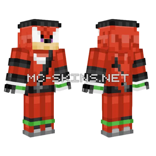 Renegade Knucks Sonic Prime Minecraft skin, front and back