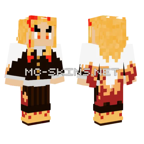 Rengoku Demon Slayer Minecraft skin, front and back