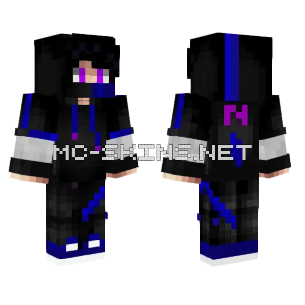 Repro Blue Hoodie Minecraft skin, front and back