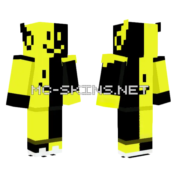 Retro Youtuber Black Yellow Minecraft skin, front and back