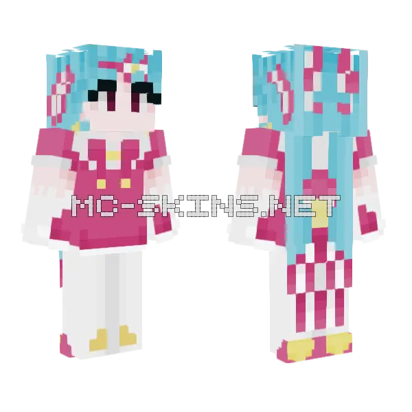 Retry Now Miku Minecraft skin, front and back