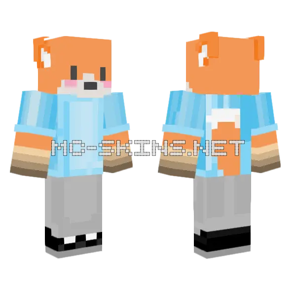 Revamped Fox Boy Minecraft skin, front and back