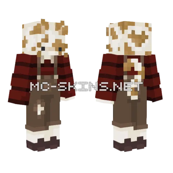 Rexy Cat In Red Shirt Minecraft skin, front and back