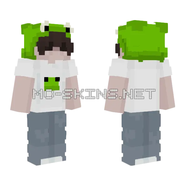 Ribbit Frog Boy Minecraft skin, front and back