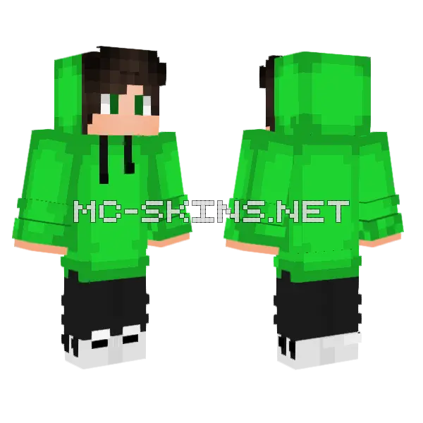 Rich Boi Green Hoodie Minecraft skin, front and back