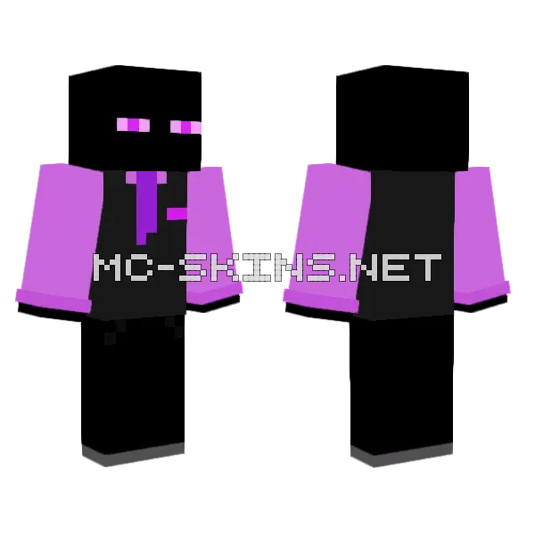Rich Enderman Minecraft skin, front and back