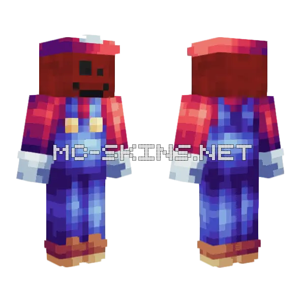 Rich Mario Minecraft skin, front and back