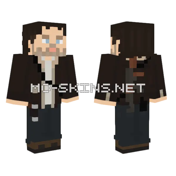 Rick Grimes With AK47 Minecraft skin, front and back