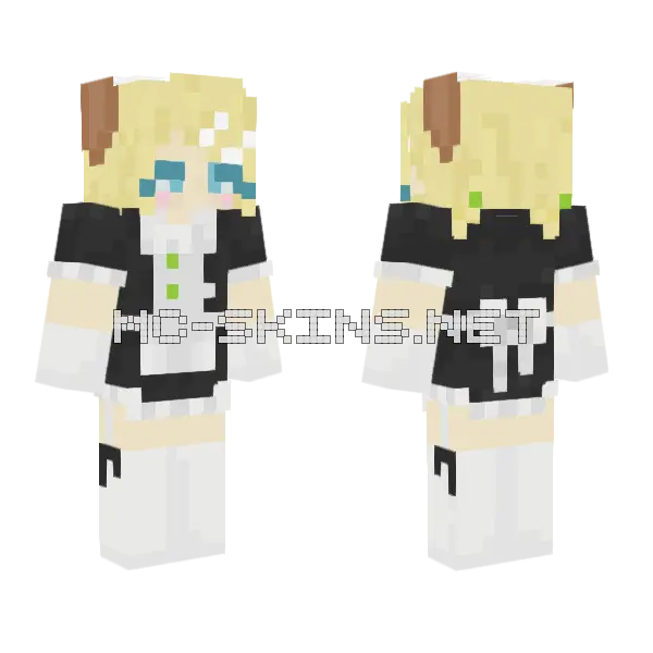 Rin Kagamine Maid Dress Minecraft skin, front and back