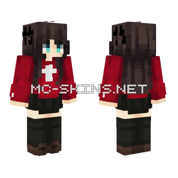 Rin Tohsaka Minecraft skin, front and back