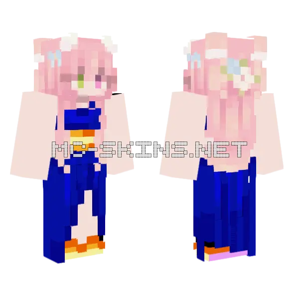 Rin Vestido Azuil Minecraft skin, front and back