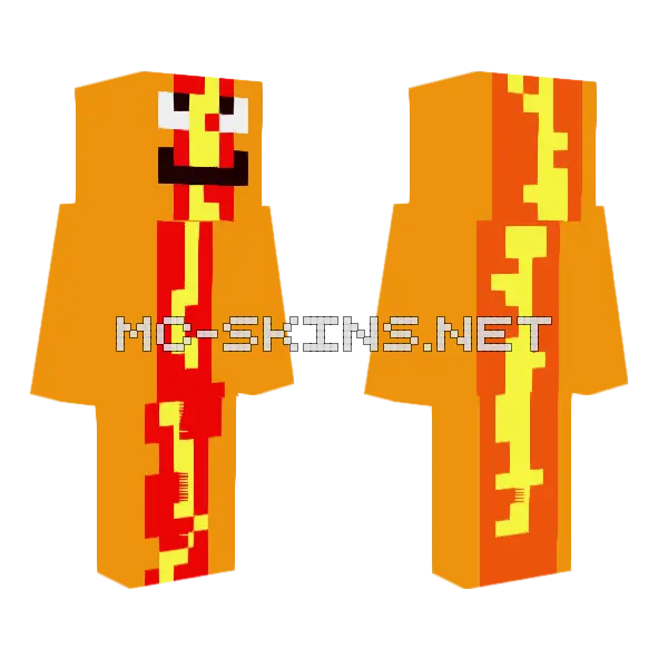 Ripped Up Hotdog Minecraft skin, front and back