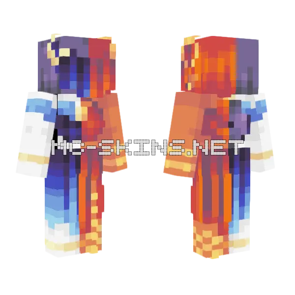 Rising Sun and Moon Collab Minecraft skin, front and back
