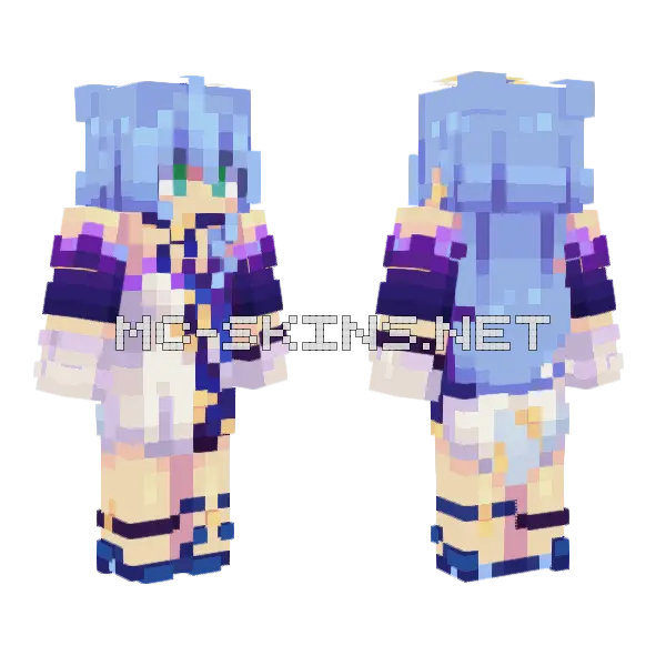 Robin Blue Hair Minecraft skin, front and back