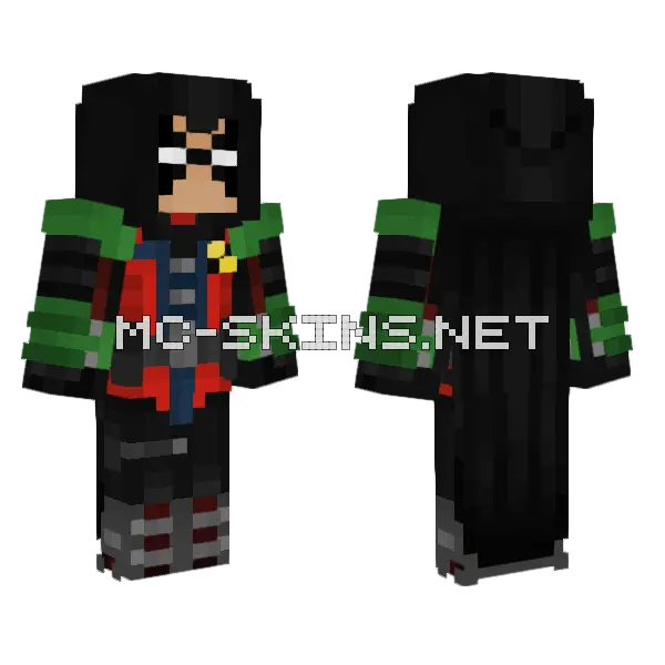 Robin Damian Wayne Injustice 2 Minecraft skin, front and back