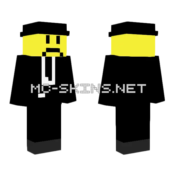 Roblox Armless Detective Minecraft skin, front and back