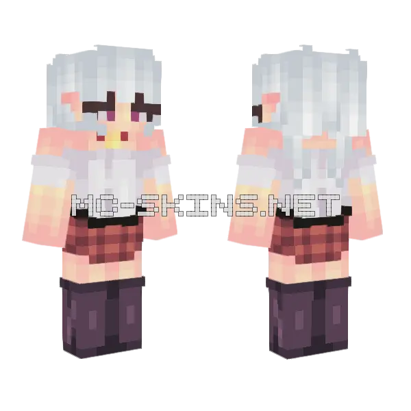 Roblox Avatar White Hair Minecraft skin, front and back