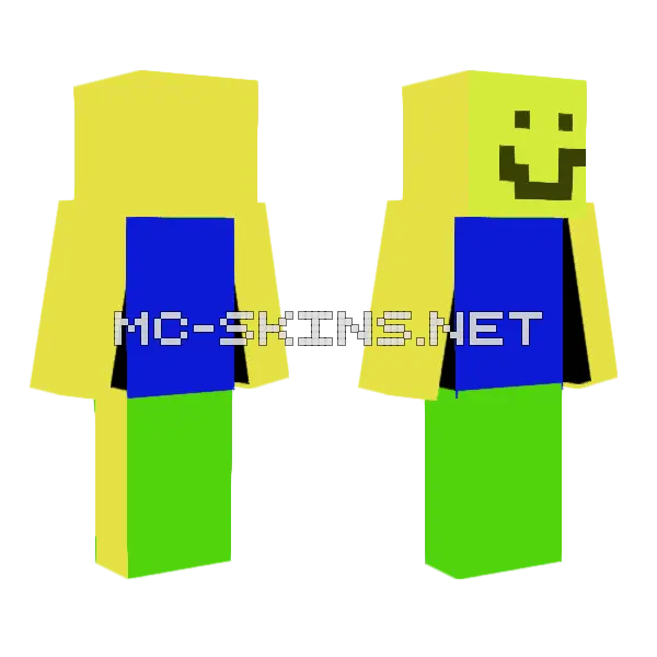 Roblox Noob Minecraft skin, front and back