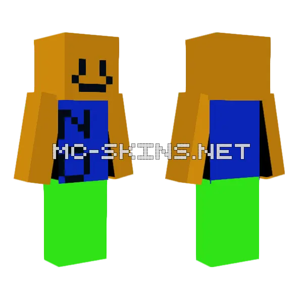 Roblox Noob Minecraft skin, front and back