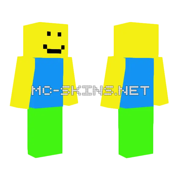 Roblox Noob Minecraft skin, front and back
