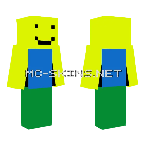 Roblox Noob Minecraft skin, front and back