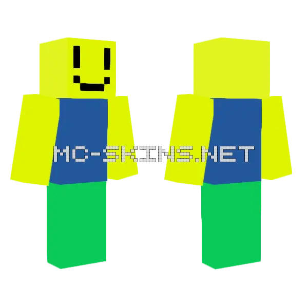 Roblox Noob Minecraft skin, front and back