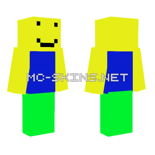 Roblox Noob Minecraft skin, front and back