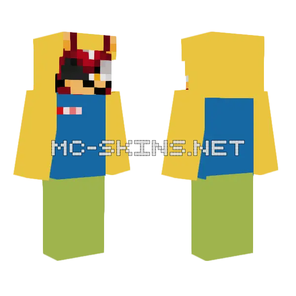 Roblox Noob Costume Minecraft skin, front and back