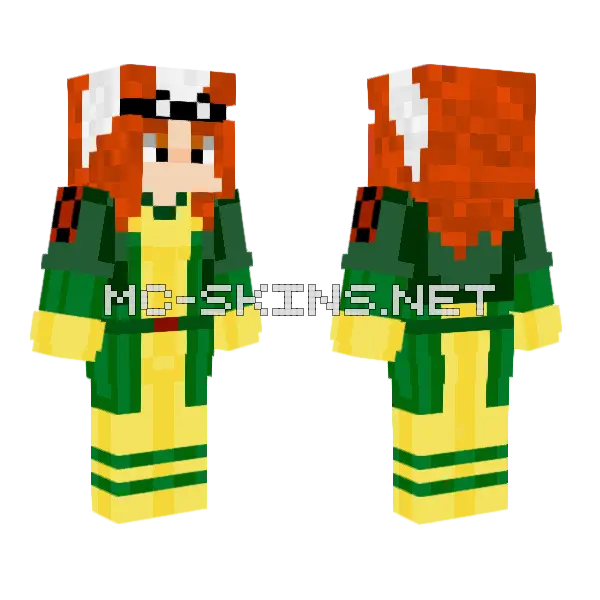 Rogue X-Men Minecraft skin, front and back