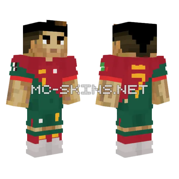 Ronaldo Minecraft skin, front and back